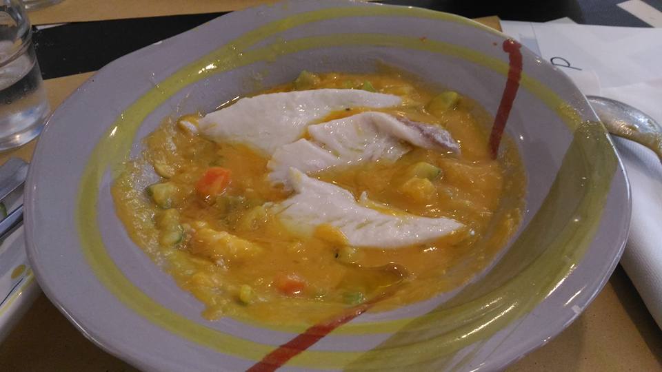 Zuppa di zucca con filetti di ombrina